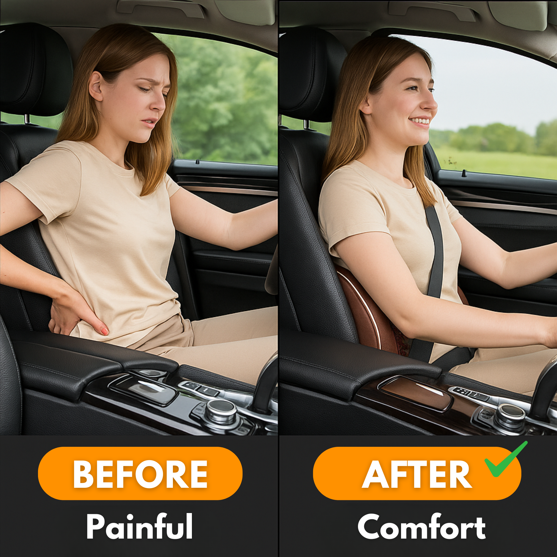 LumbaWeave Support | Ergonomic Car Seat Lumbar Cushion