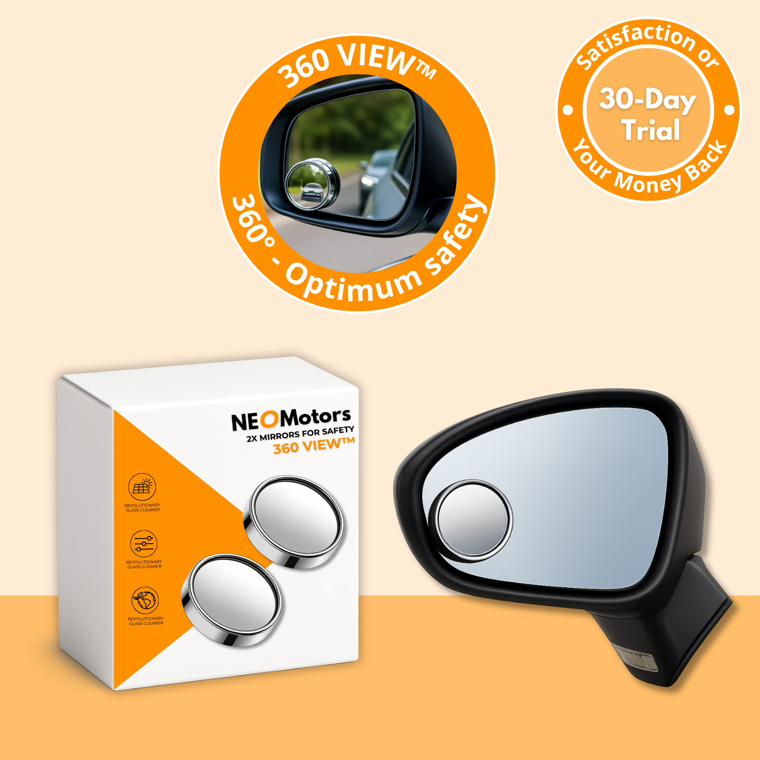 360 View | Double Mirrors for Maximum Safety on the Road (x2)