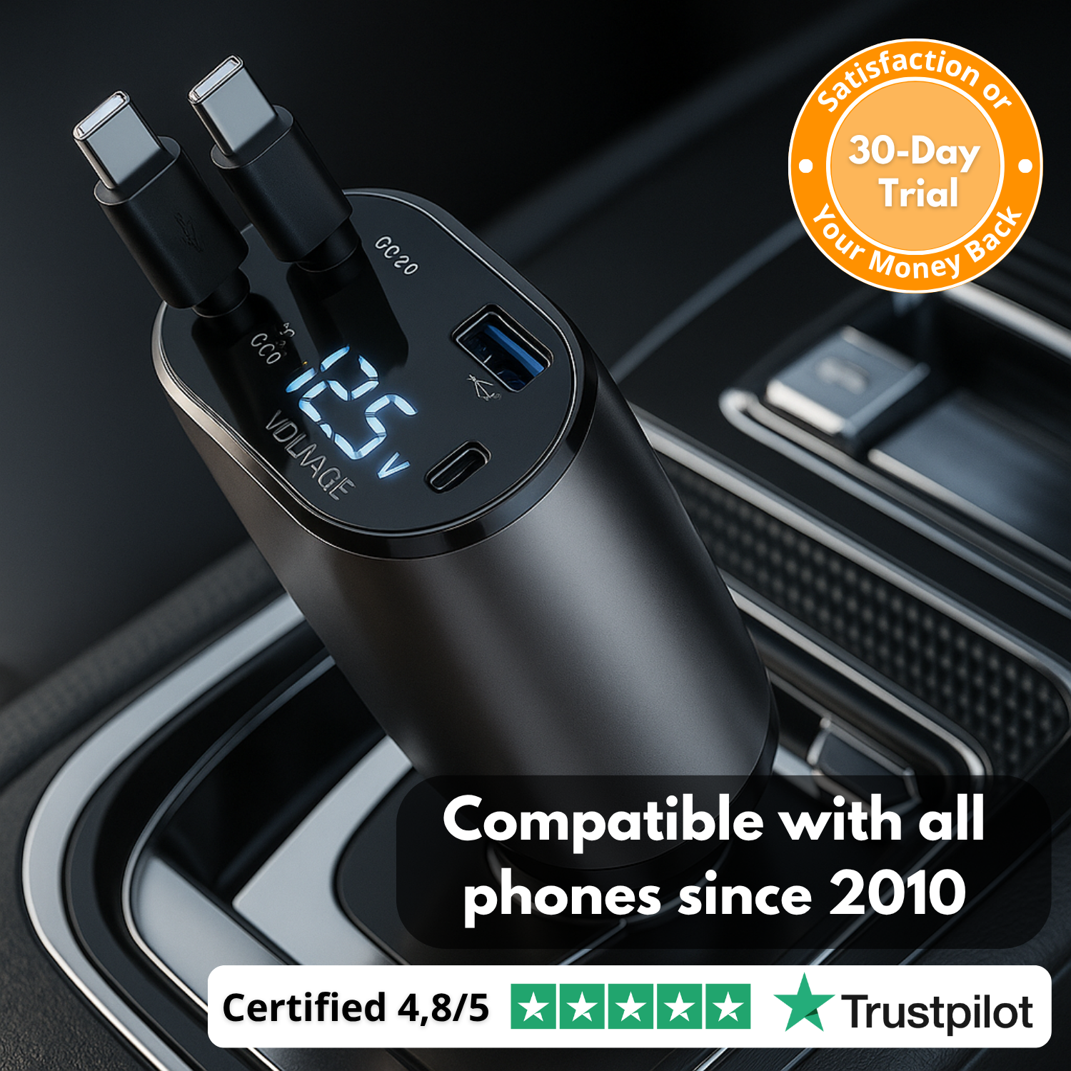 VoltMate™ 4-in-1 Smart Car Charger