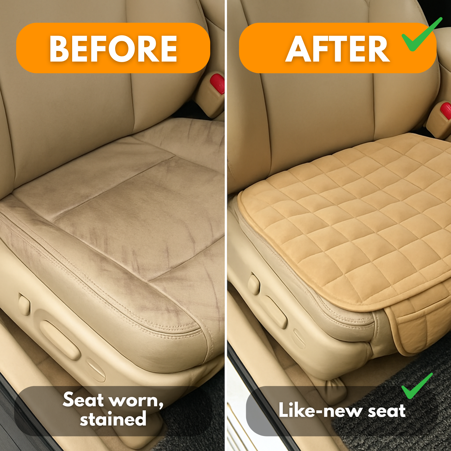 ComfortPad™ Luxe | Quilted Car Seat Cushion with Storage Pocket