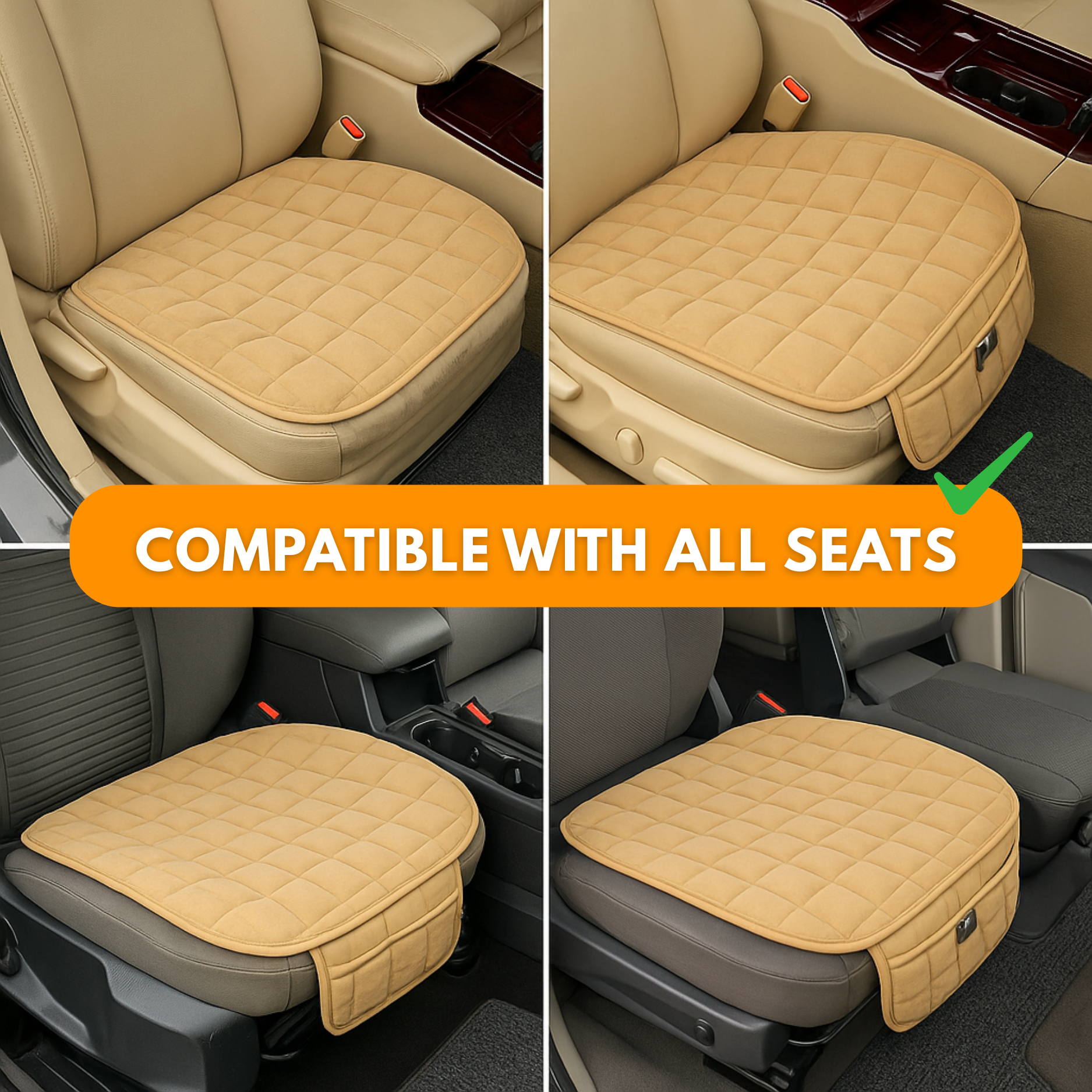ComfortPad™ Luxe | Quilted Car Seat Cushion with Storage Pocket