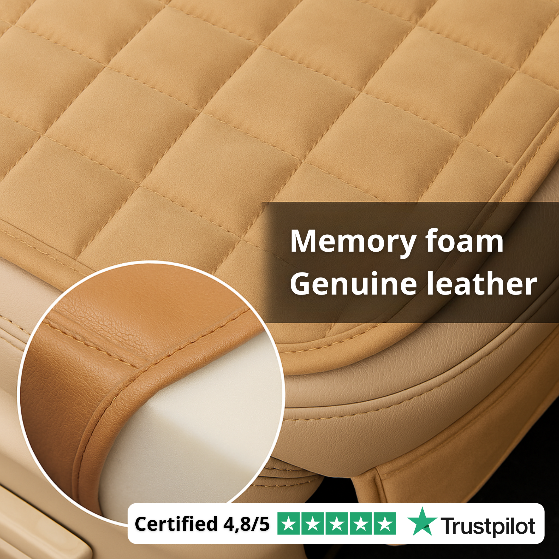 ComfortPad™ Luxe | Quilted Car Seat Cushion with Storage Pocket
