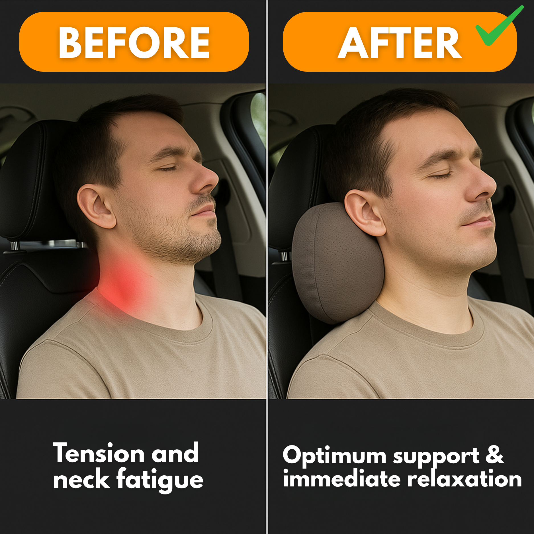 NeckEase Support | Ergonomic Memory Foam Car Headrest Pillow