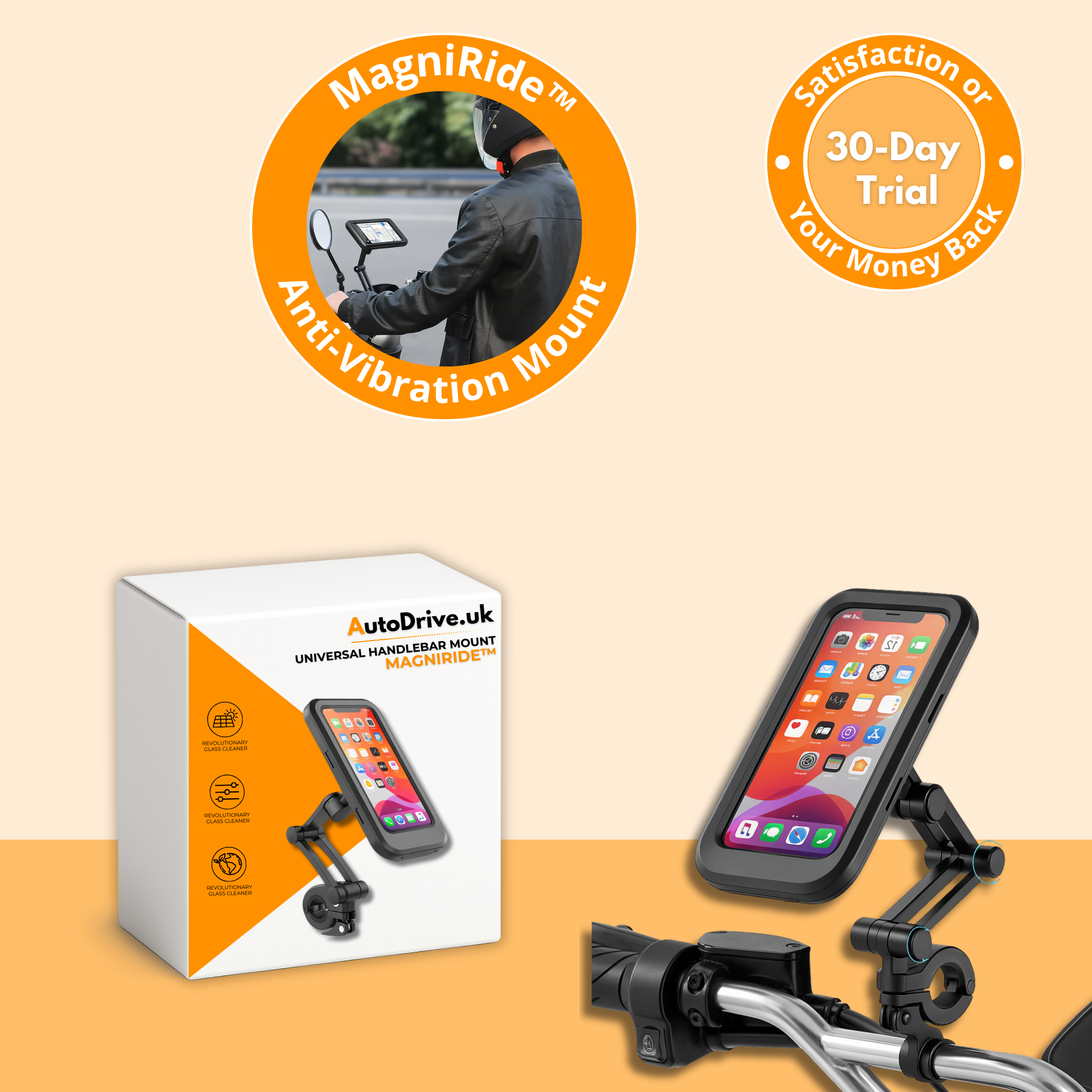 MagniRide PRO™ – Premium 360° Waterproof Phone Mount