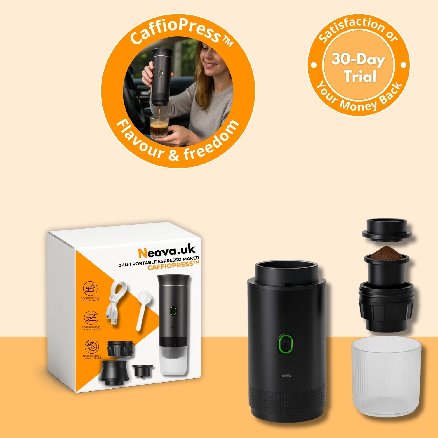 CaffioPress™ – 3-in-1 Portable Espresso Maker