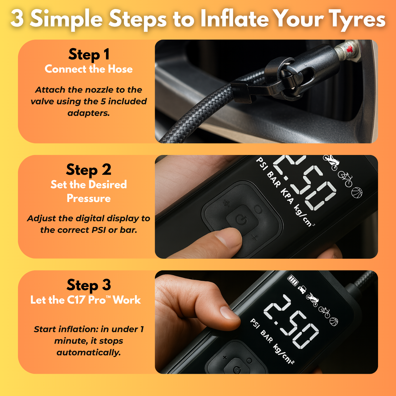 C17 Pro™ – Smart Wireless Tyre Inflator
