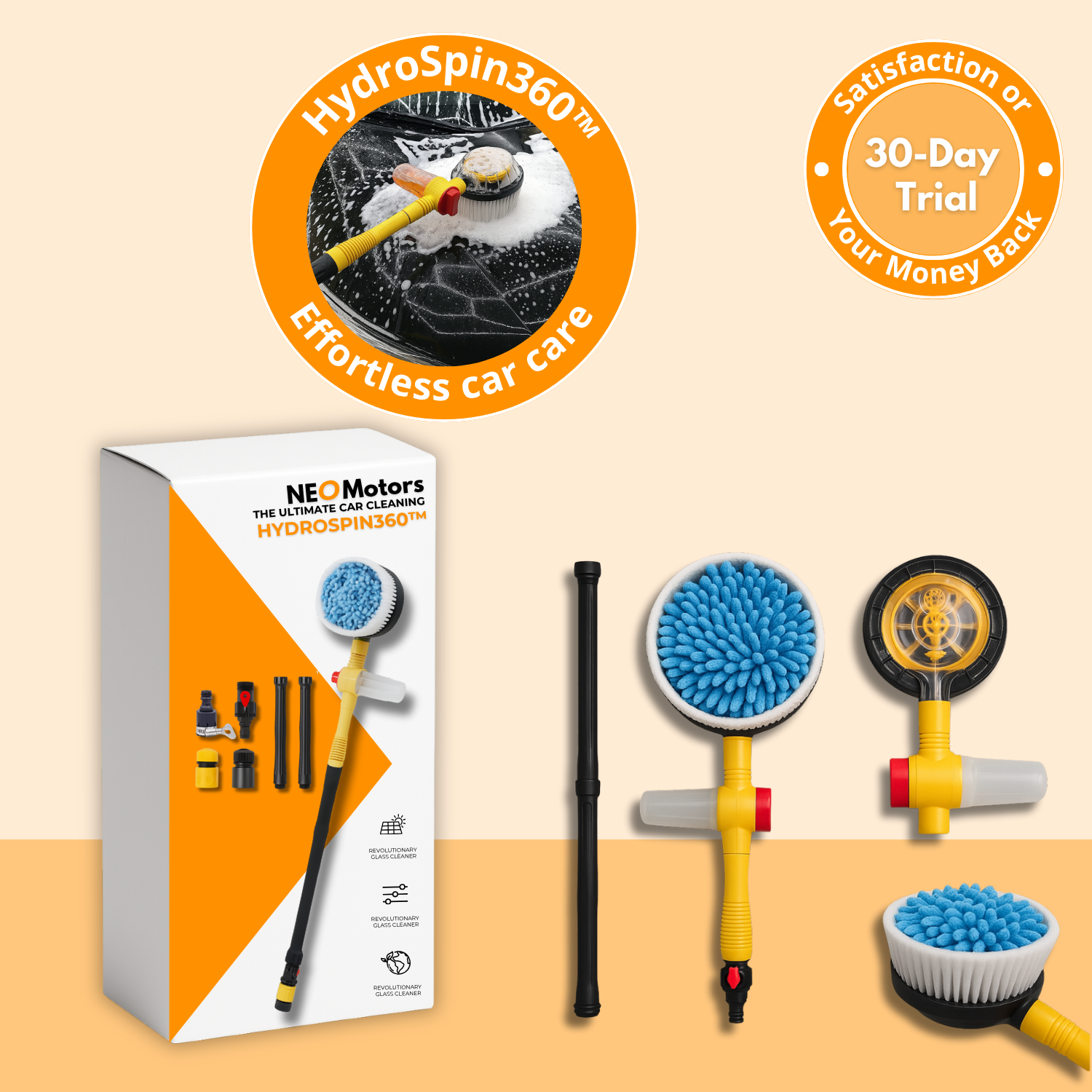HydroSpin360™ | Active foam rotating brush – no electricity required