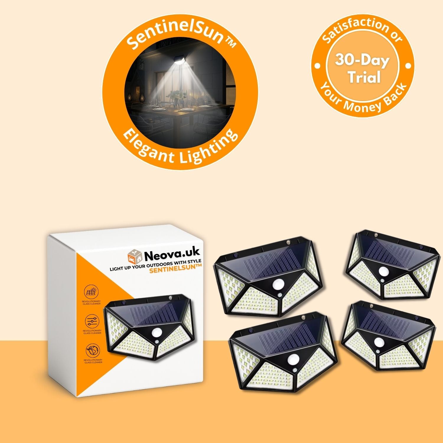 SentinelSun™ – 100-LED Solar Security Floodlight with Motion Sensor