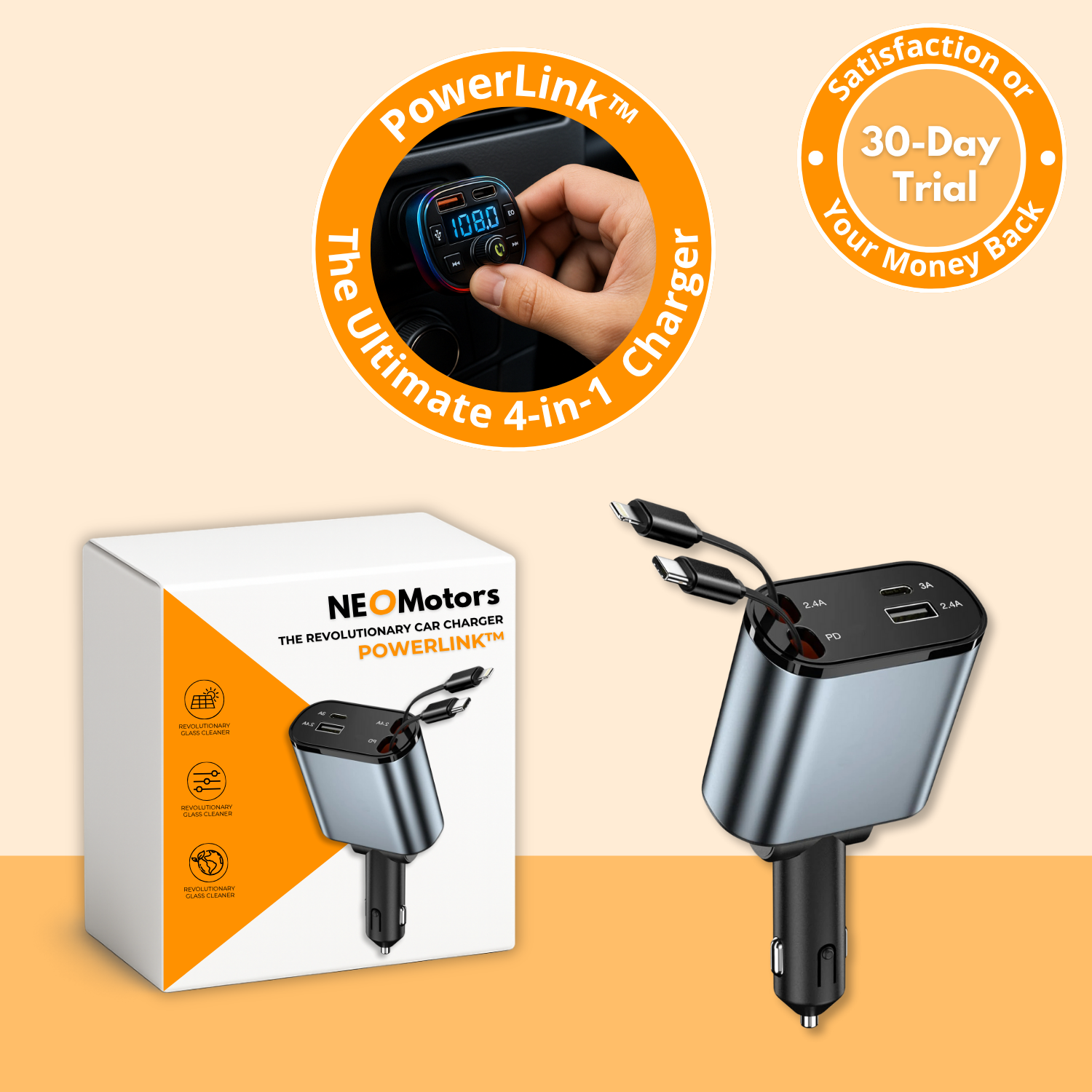 PowerLink™ | The Ultimate 4-in-1 Retractable Charger for Total Freedom
