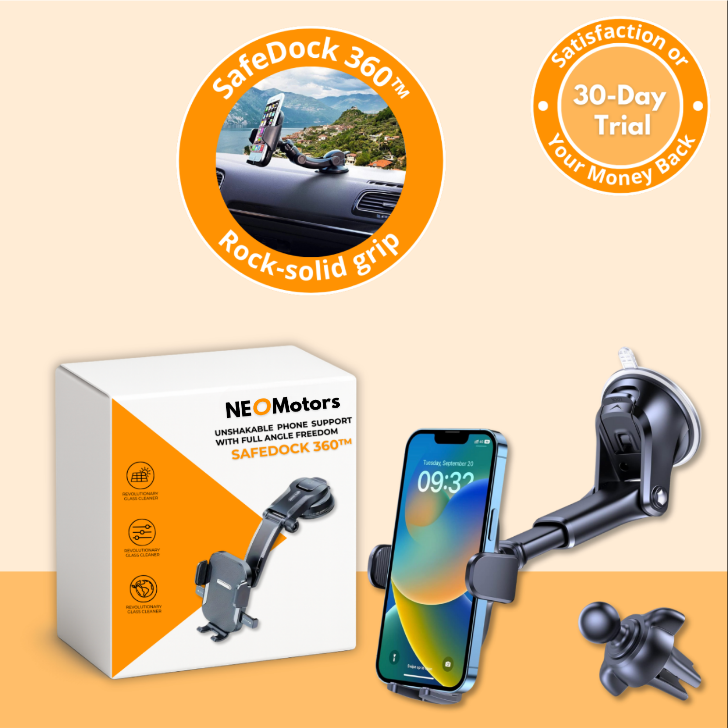 SafeDock 360 Unshakable Phone Support with Full Angle Freedom