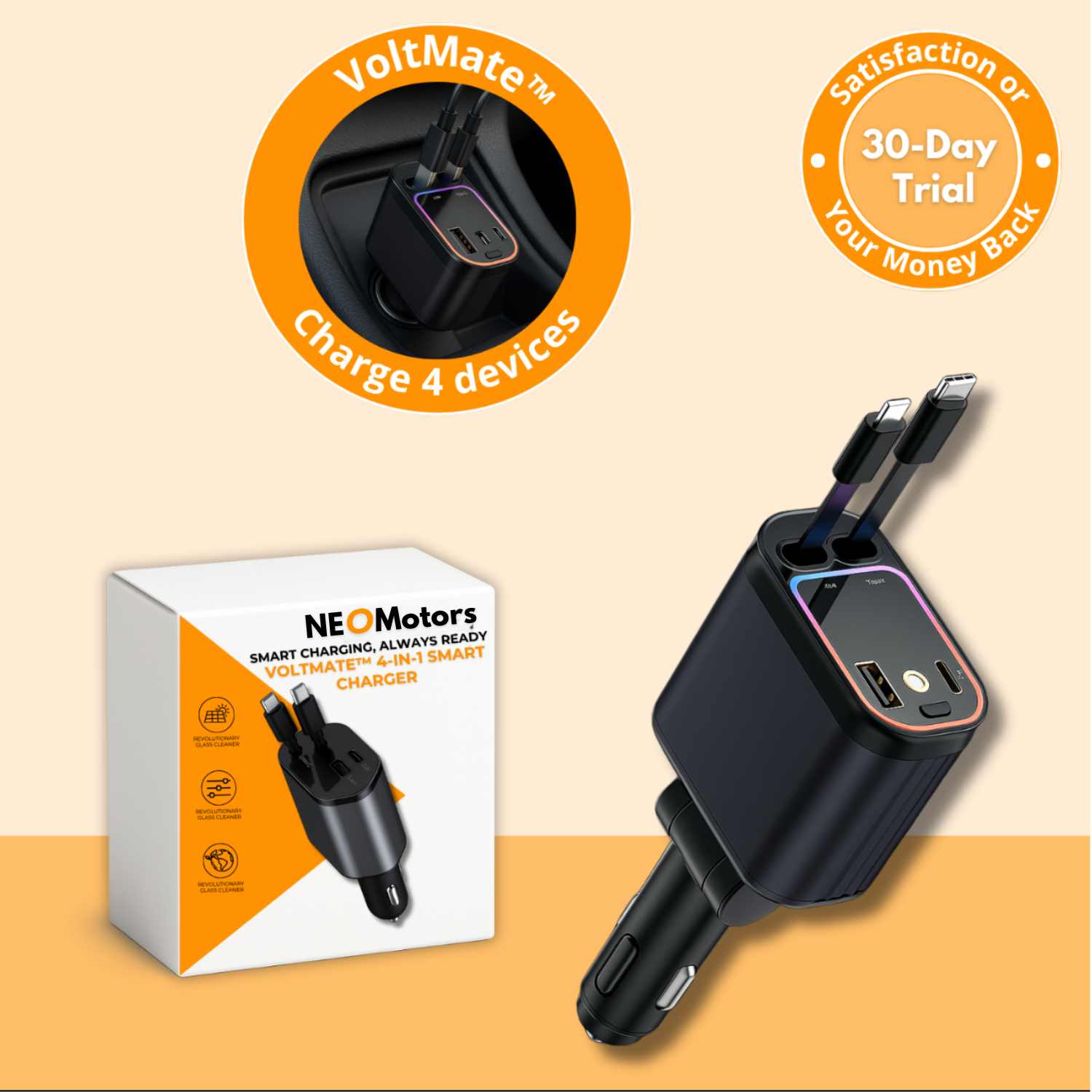 VoltMate™ 4-in-1 Smart Car Charger